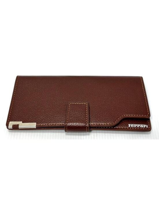 Ferrari Handbags - Ferrari Brown Long Wallet Trifold Credit Card Billfold Holder Cash Organizer NEW